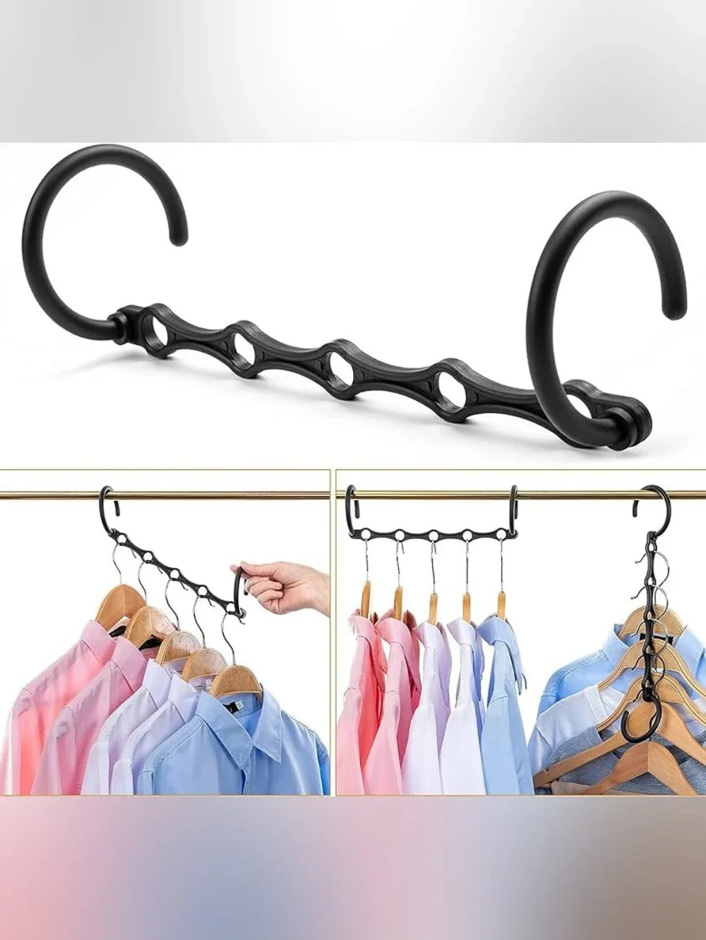Plastic Space-Saving Cascading Hangers NWOT